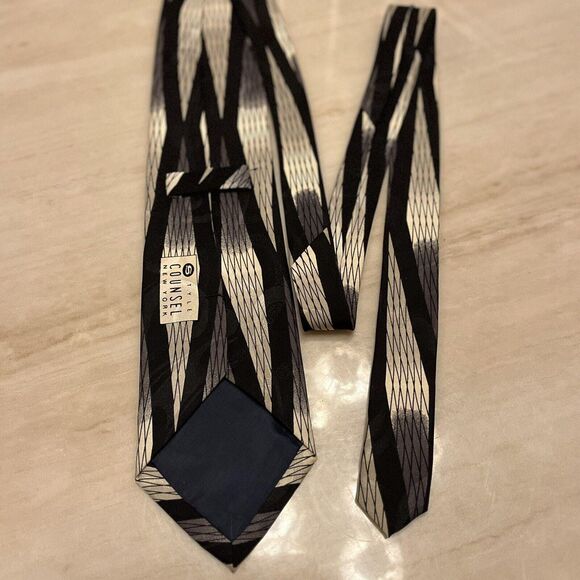 New VTG Style Counsel New York Silk Tie Y2K Geometric Abstract 3.75"x57” Korea - Picture 2 of 6